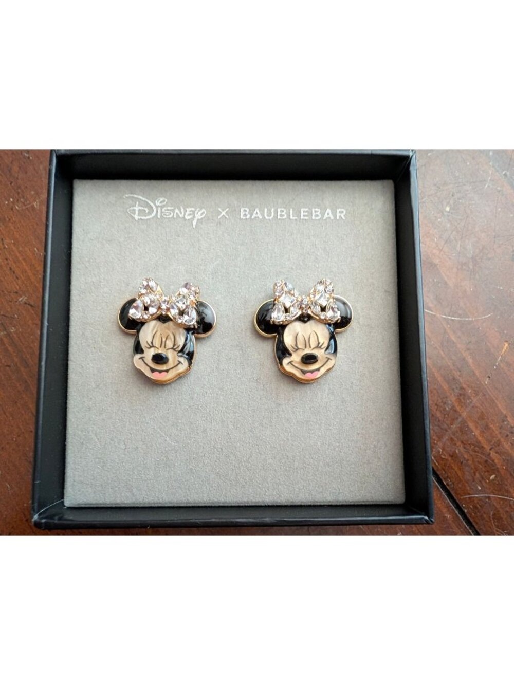 Disney X BaubleBar Minnie Mouse Crystal Bow Earrings In Gift Box